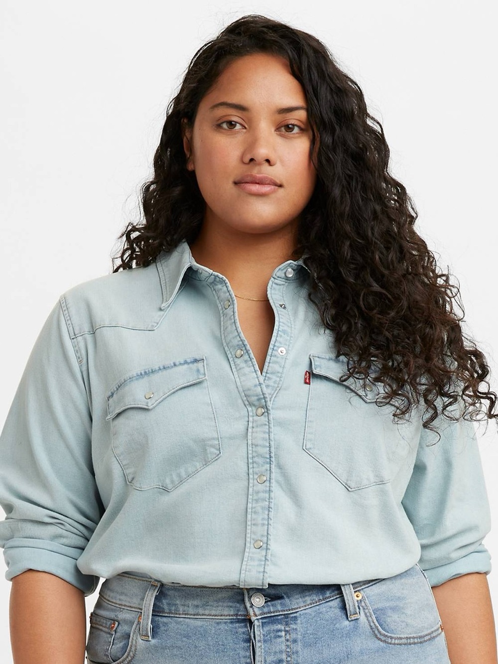 Levi's Women's Light Blue Cotton Denim Shirt Size 3X Pre-Owned Good Condition